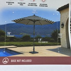 SunVilla 11' Round Cabana Stripe Aluminum Market Umbrella