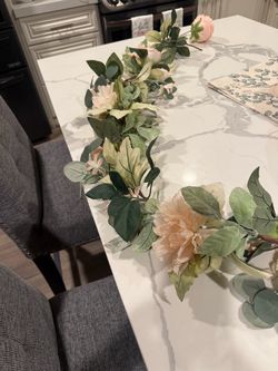 Silk Floral Garland with Blush Peonies