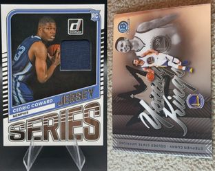 Cedric Coward 2025-26 Donruss Basketball Jersey Series Relic Rookie +
Steph Curry 2025 Bowman Young Kings Insert #YC-4