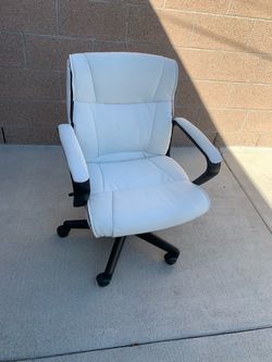 Modern White and Black Faux Leather Executive Office Chair