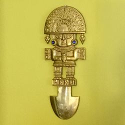 Tumi - Peru Inca - 10½” tall brass good luck decor