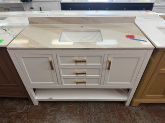 48 in. Single Sink White Vanity with Quartz Top