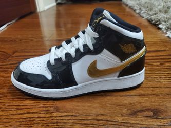 Jordan 1 Mid Patent Gold/White/Black