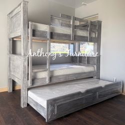 New Twin Bunk Bed With Mattress And Trundle 