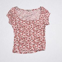 Floral pink and white top, size small