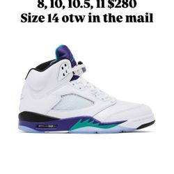 Jordan 5 Grape Mens Sizes 8, 10, 10.5, 11 and 14 $280