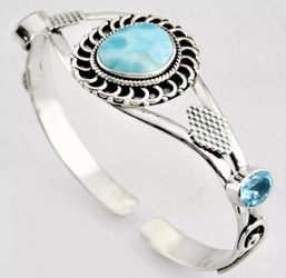 925 sterling silver larimar cuff size 7