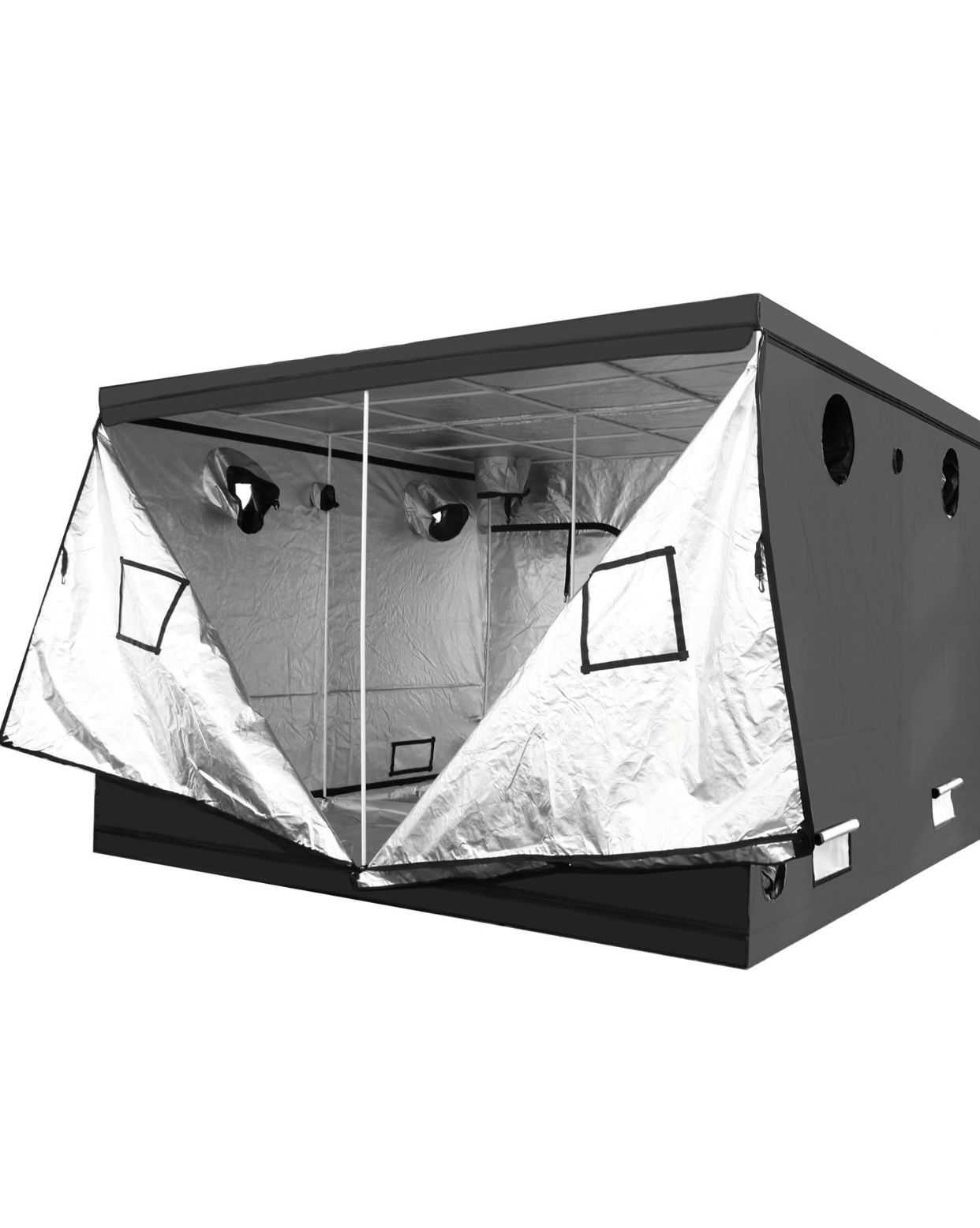 120"x120"x78" 10’ x 10’ Mylar Hydroponic Water-Resistant Grow Tent with Observation Window
