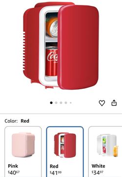 4L 6 Can Eco-Friendly Mini Fridge Cooler and Warmer Portable Compact Refrigerators, 100% Freon-Free, for Skincare, Drink, Food, Red
