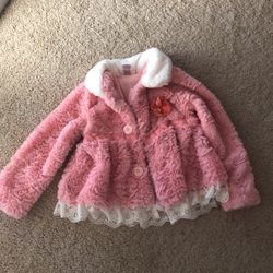 Size 5 Little Girls Faux Fur Jacket -pink