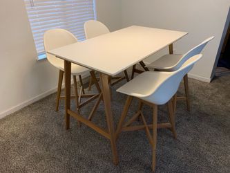 IKEA FANBYN Tall Bar Table and 4 Tall Chair Set