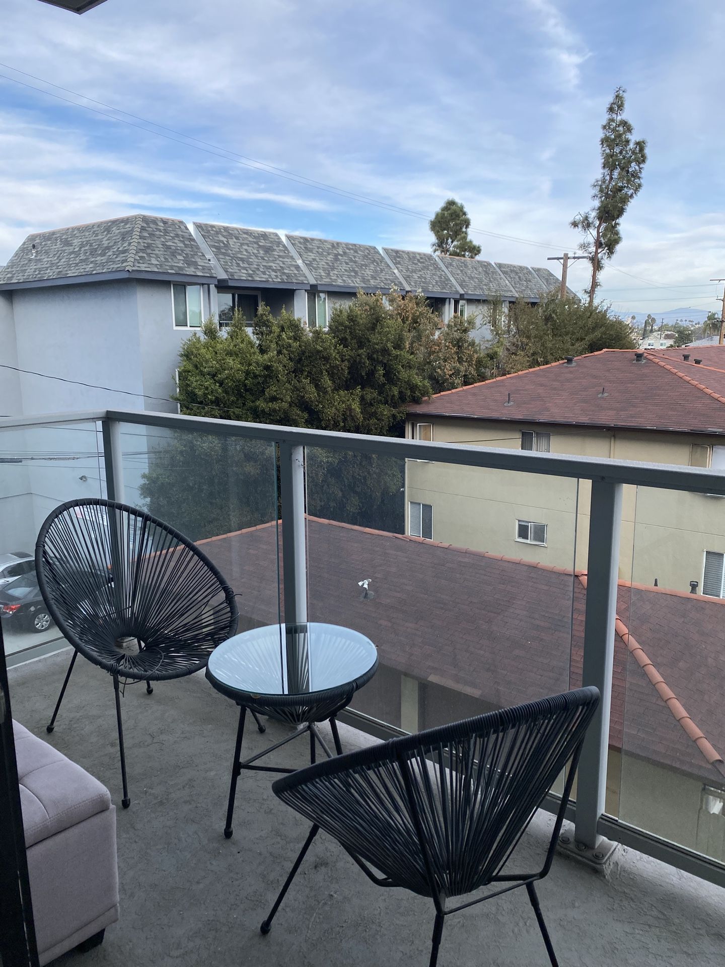3 Piece Outdoor All Weather PatioSet w/Plastic Rope, Glass Top Table and 2 chairs black,New Products : American Fashion Style Bags On Sale