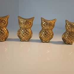 FOUR GOLD SOLID BRASS TYPE FAMILY OF OWLS (BRAND NEW) - $25 (Harahan)