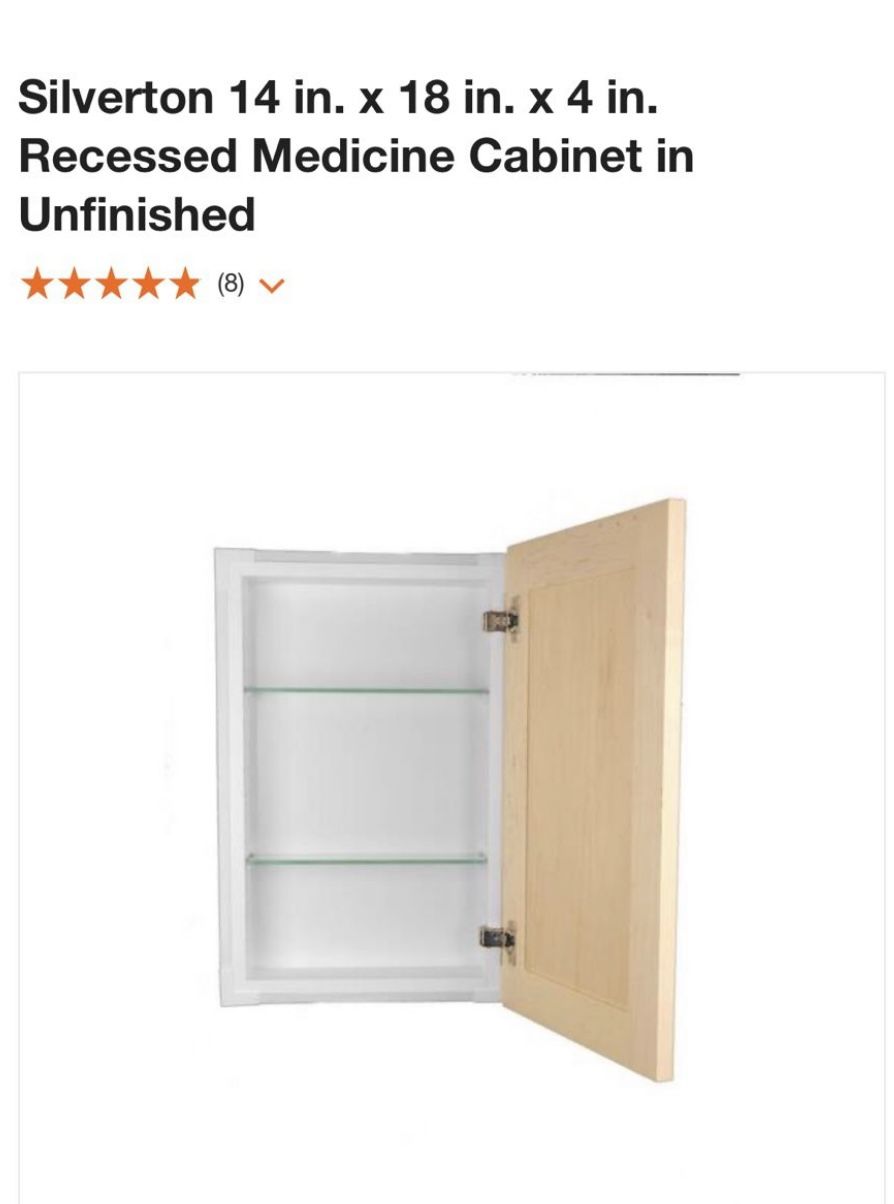 Silverton 14 in. x 18 in. x 4 in. Recessed Medicine Cabinet in Unfinished Silverton 14 in. x 18 in. x 4 in. Recessed Medicine Cabinet in Unfinished