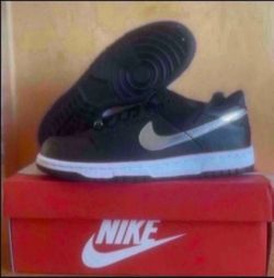 Nike Dunk Low GS Black/Chrome-Iron Grey-White Size 7y/8.5w Brand New
