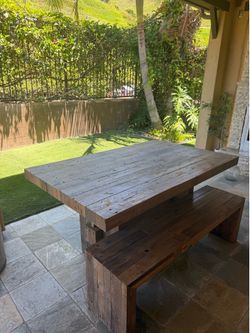 Wooden table and bench