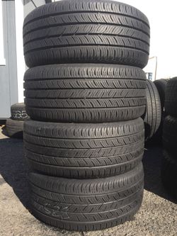 225/40/18 continental set of used tires in great condition 70% tread 225$ plus tax for 4. Installation balance and alignment available but not includ