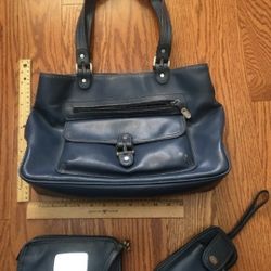 Nine West Blue handbag, Wristlet & makeup Bag
