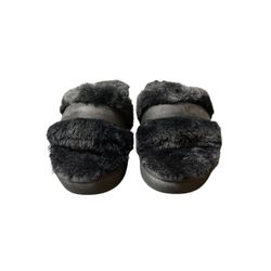 UGG Koolaburra Slippers - Black Faux Fur Slides Size 6