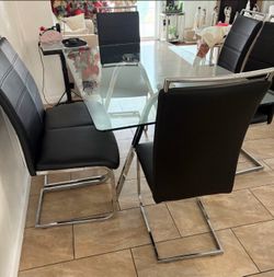 Table Set With Six Chairs Leather