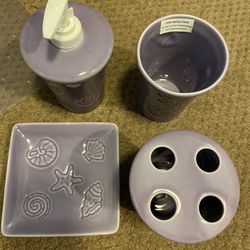 New Set of Bathroom Accessories - Soap Dispenser, Soap Dish, Toothbrush Holder & Cup