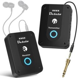 Wireless in Ear Monitor System 2.4G Stereo IEM System with Transmitter Beltpack Receiver Automatic Pairing, for Studio, Band Rehearsal, Live Pe