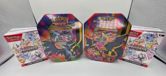 Pokemon - 2 Prismatic Bundles & 2 Mega Charizard Tins