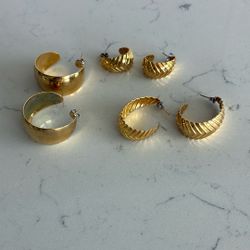 Three Pairs Of Pierced Earrings