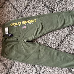 New POLO SPORT RALPH LAUREN RED Green ROCKS OLIVE FLEECE JOGGER PANTS Sz XL