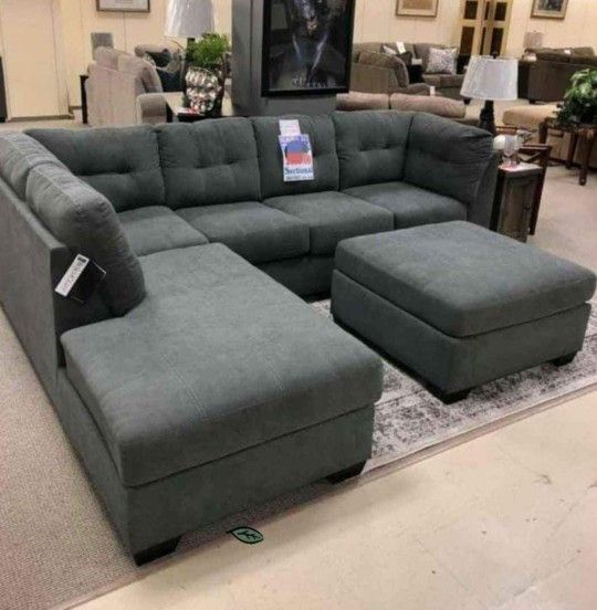ASHLEY Charcoal Sectional Sofa Couch 