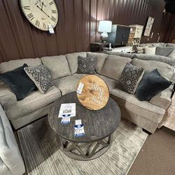 Ashley Bovarian Light Gray L Shaped Sectional Couch 