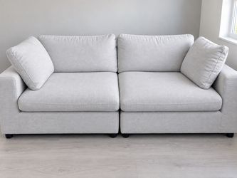 Light Gray Fabric 2-Seat Modular Sofa