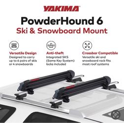 Powderhound 6 Yakima Ski & Snowboard Car Roof Racks , Fits 6 Ski Pairs 4 Boards