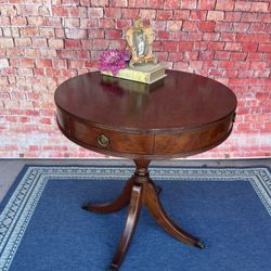 Antique Round  Side Table Solid Wood With Craw Feet 