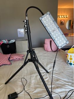 Red light therapy lamp.