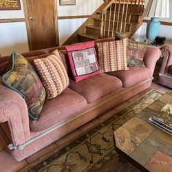 Custom Upholstered Living Room Set – 2 Sofas + Chair + Ottoman + Pillows Included