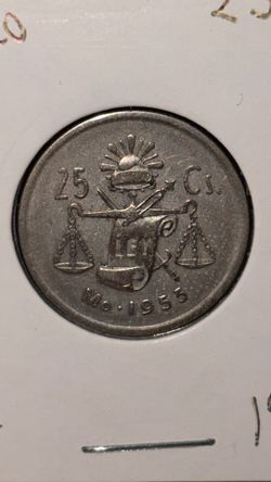 1953 Mexican Silver 25c VF