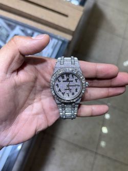 AP Royal oak iced out baguette bezel Arab dial with box and warranty