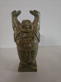 Soapstone "Laughing Buddha" Heavy Sculpture ,  9" Height