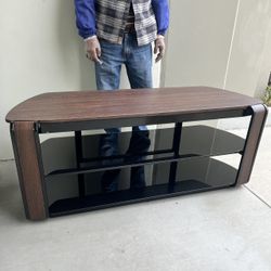 New In Box 55x18x23 Inch Tall Holds 65” TV Tempered Glass Television Shelf Table entertainment Stand 