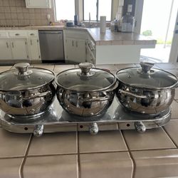 Electric Three Burner Cooking And Warmer