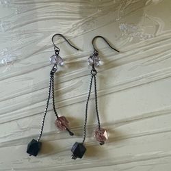 Pink & Black Dangle Earrings 