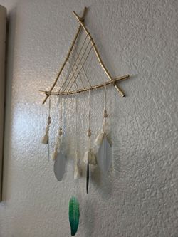 Boho Wall Hanging with Feathers and Beads