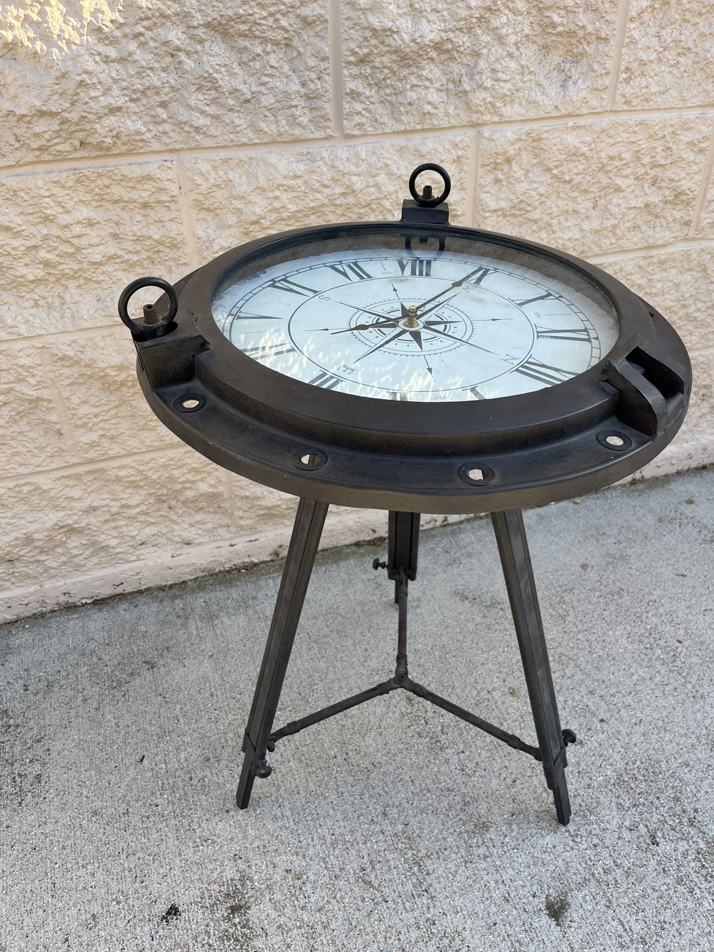 Nautical Clock Compass Table