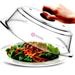 565)

MIKRO

Tall Glass Microwave splatter cover | Sturdy clear 100% food safe BPA free glass lid with easy grip silicone handle | Heavy-duty glass fo