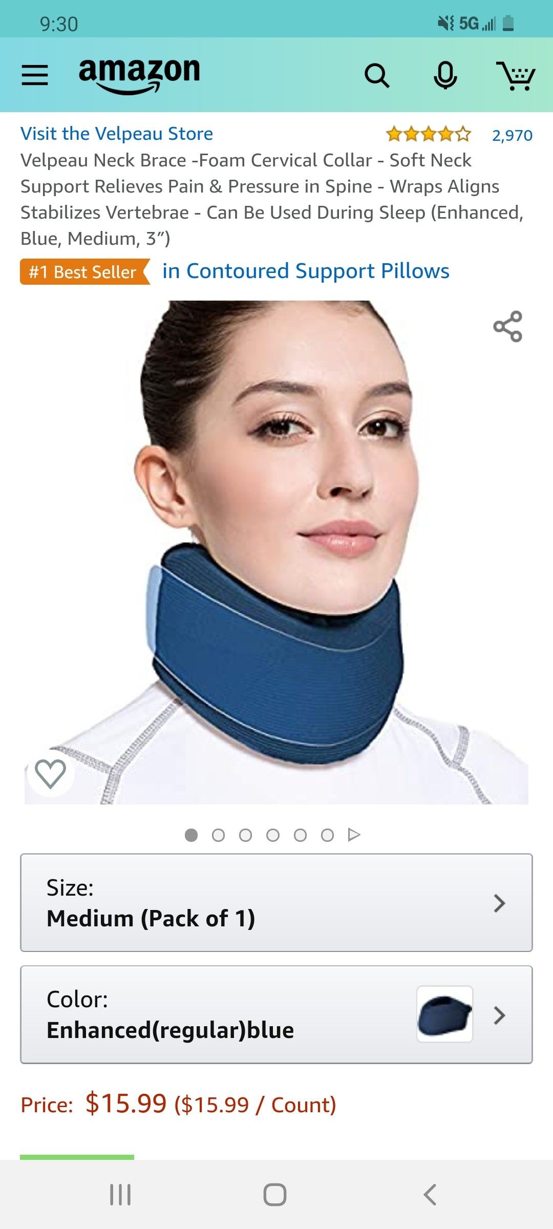 elpeau Neck Brace -Foam Cervical Collar - Soft Neck Support Relieves Pain