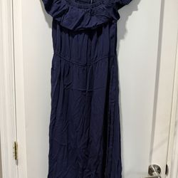 Navy Blue Casual Off The Shoulder Dress