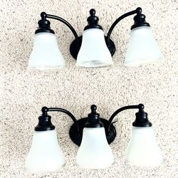 Vanity Light. Set Of 3.  2x 3 Light & 1x 4 Light Fixtures 