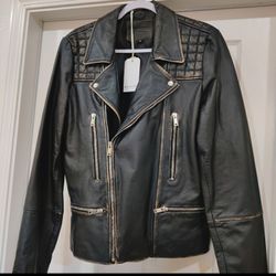 Heavyweight Genuine Leather Moto Biker Jacket Washed Black Brown