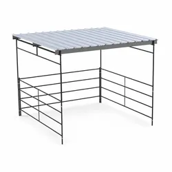 12x12 Horse Shelter | Flat Roof, 4-Rail | New